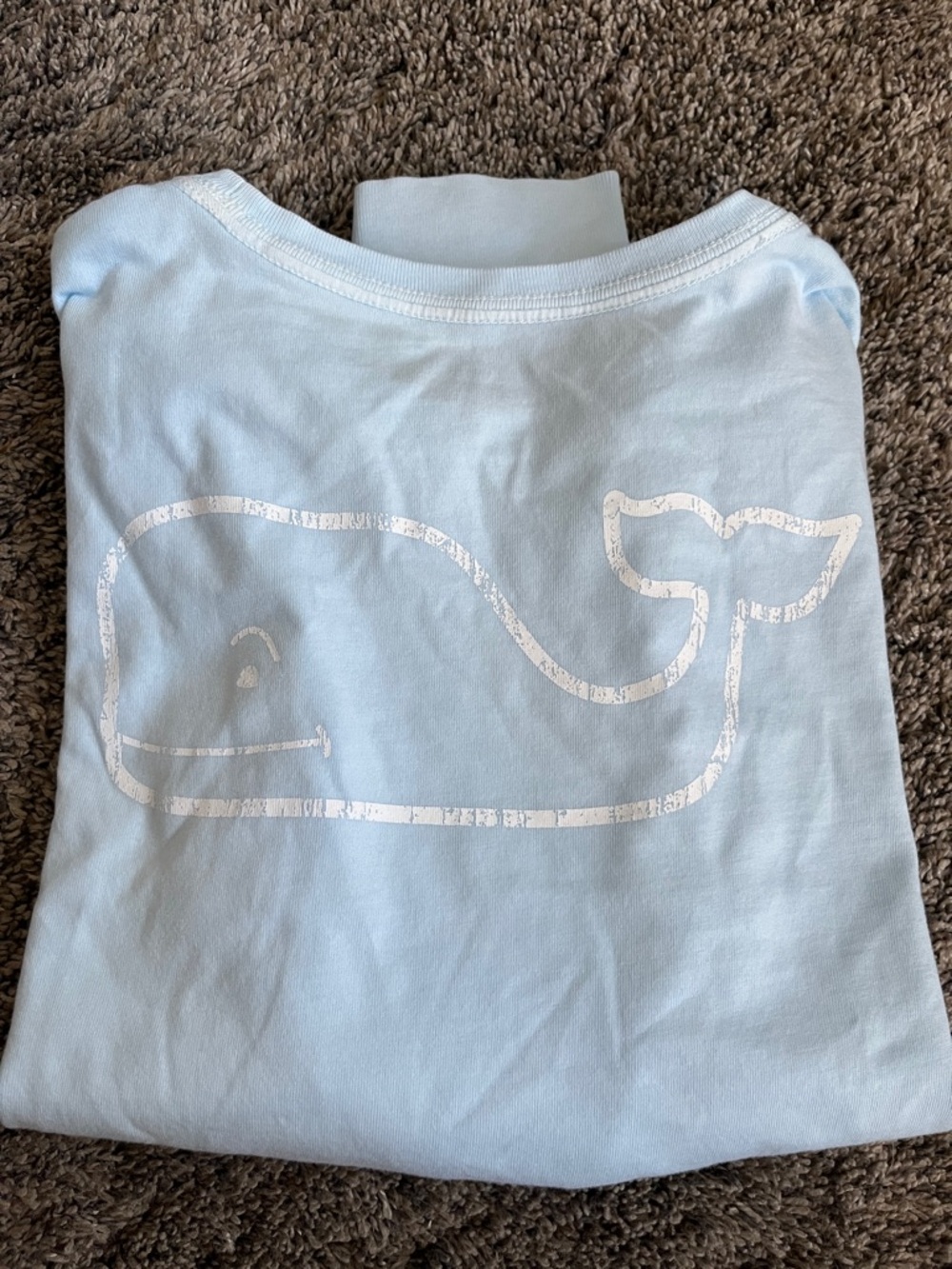 Vineyard Vines Light Blue Long-Sleeve Tee with White Whale and Pink Sleeve Logo!